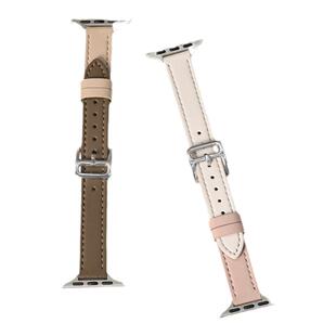 【纤细拼色款】适用applewatchS11柔软真皮小蛮腰表带iwatch9复古苹果手表带S7/8细表带5/6/se代皮腕带女秋冬