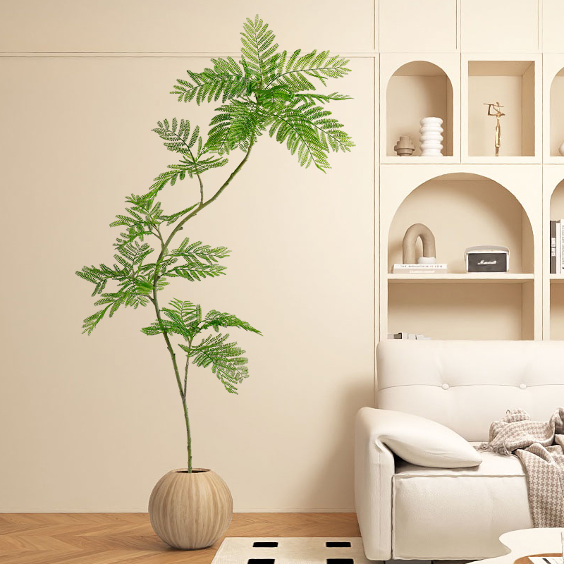 高端轻奢仿真绿植盆栽蓝花楹客厅落地装饰花室内玄关假树植物摆件