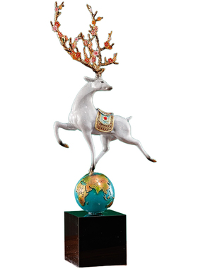 一鹿高升铜摆件乔迁开业礼物