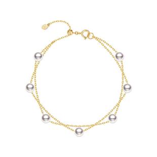 HELAS赫拉Akoya海水珍珠手链女双层满天星珍珠手链女款金首饰官方