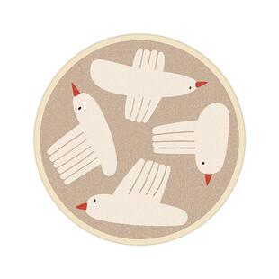 CCF 梳子鸟可拆洗无胶地毯圆形毯儿童房可机洗卧室宝宝地垫玩耍