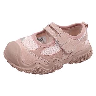 2026春季新款浅口圆头魔术贴儿童运动鞋软底透气男女宝宝跑步鞋潮