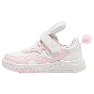 特步童鞋儿童新款萌趣板鞋小童软底魔术贴运动鞋女孩休闲鞋子