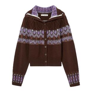 Medium Well 2025秋季新款费尔岛圈圈纱堆领羊毛开衫女复古针织衫