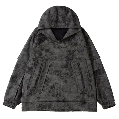 AOGZ国潮牌高领社恐卫衣男女春秋新款美式连帽衫扎染情侣衣服外套