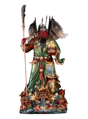 纯铜立刀托宝武财神关二爷摆件