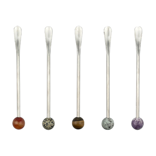 树的岛Tree玉石水果叉咖啡搅拌勺调酒棒下午茶甜品点心长柄不锈钢