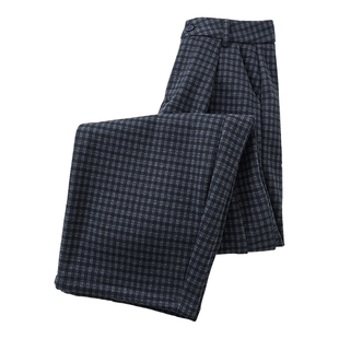 加绒复古格子阔腿裤女秋冬2025新爆款休闲裤高腰显瘦宽松弯刀裤子