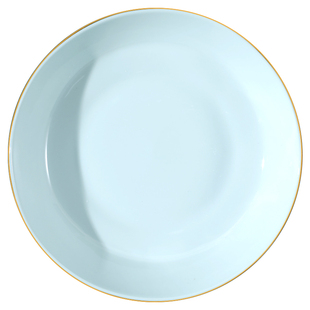 盘子菜盘家用青瓷金边轻奢餐具套装创意深盘陶瓷碟子描金盘子汤盘