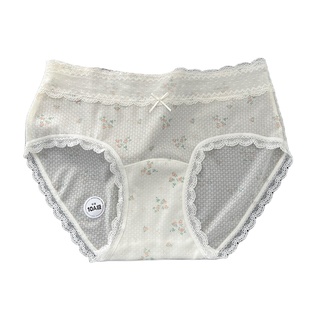 花丛的风 清凉冰丝网纱女士内裤蕾丝边10A抑菌加长纯棉裆碎花内裤