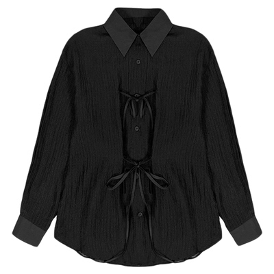 肌理感面料绑带蝴蝶结衬衫