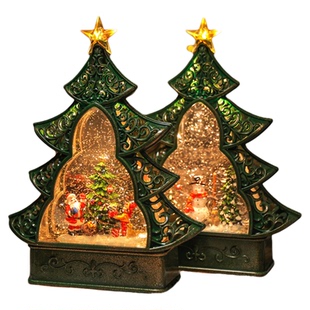 圣诞节树雪花水晶球款八音盒儿童女生女孩音乐盒下雪摆件生日礼物