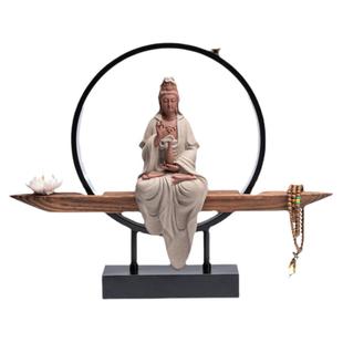 倒流香炉创意摆件 陶瓷玉净瓶观音菩萨禅意家用客厅檀香沉香薰炉