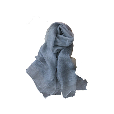 盈妹蓝灰色真丝披肩外搭女夏新款