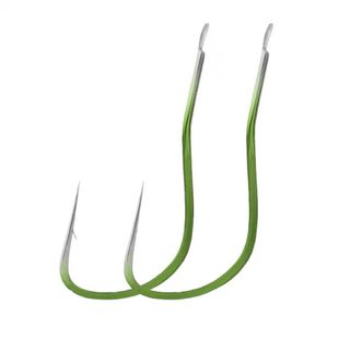 进口精品荧光绿曲柄袖鱼钩散装正品无有倒刺高碳钢长柄细条鲫鱼钩