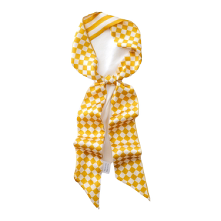 黄白格子长条小丝巾女丝带绑包包装饰扎头编发带飘带腰带配牛仔裤