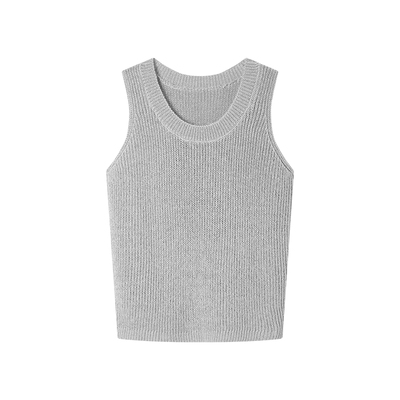 TKYSHOP圆领竖坑条针织背心女