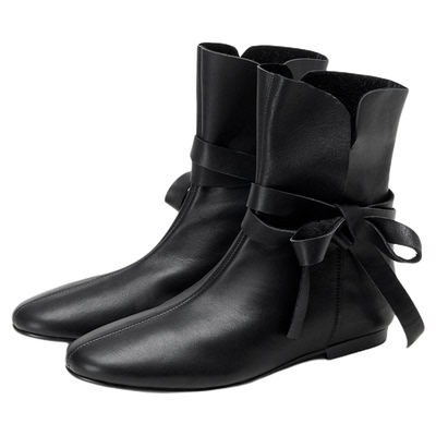 迷你唐卡绕带平底女短靴