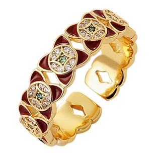 卡洛美鸿运钱币戒指女秋冬百搭轻奢精致开口戒指高级感复古食指戒