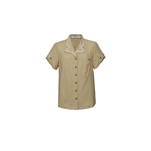 D-HARRY/迪哈利夏季新款驼色不规则下摆短袖衬衫DH232D96236D