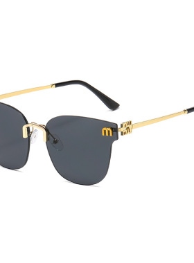 新款M谬家太阳眼镜Y2K甜酷辣妹金属无框太阳镜个性网红街拍墨镜女