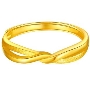 周大生黄金戒指波浪纽结足金戒指送女朋友老婆婚戒纪念日节日礼物