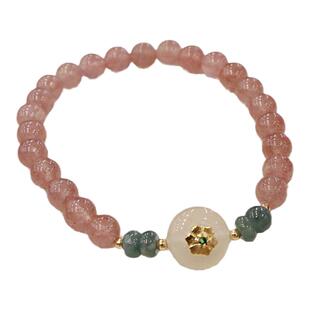 手链轻奢小众精致草莓晶学生中国风平安扣送女友天然水晶古风手串