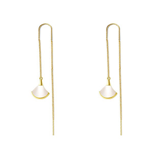 高级感轻奢天然贝壳扇形流苏耳线女简约气质百搭长款耳坠耳环显瘦