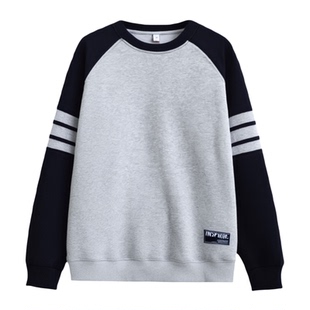 半高领卫衣男孩秋冬季新款宽松青少年学生加绒加厚长袖t恤男装潮