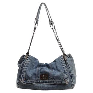 休闲通勤大容量牛仔布女士包包2026新款百搭链条单肩斜挎包托特包