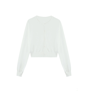 pusumede 圆领针织防晒开衫外套女夏季薄款罩衫红色短款长袖上衣