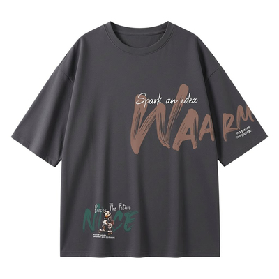 夏季美式纯棉t恤男短袖帅气套装