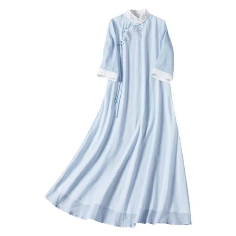 汉服刺绣宽松改良版茶服文艺盘扣