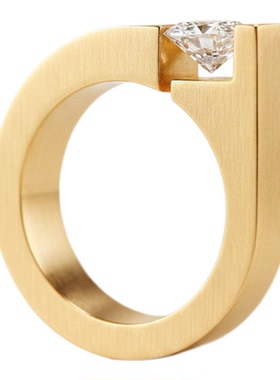 新品原创设计几何宝石镶嵌闪耀戒指小众设计师纯银女生欧美风