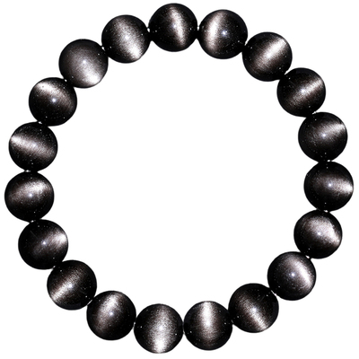 毕业级天然银曜石猫眼手链保平安