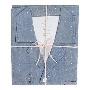 原厂成衣M*J无印棉双层纱情侣款家居服 男士春秋睡衣睡裤长袖套装