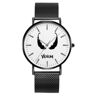 复仇者联盟周边蜘蛛侠毒液石英表黑色简约超薄手表钢带防水机械表