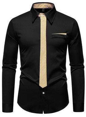 Men's Casual Business Dress Shirt Long Sleeve Cotton Solid男