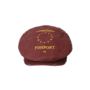 Pervert PissPort Newsboy Cap 纯棉水洗破坏恶搞护照平顶报童帽