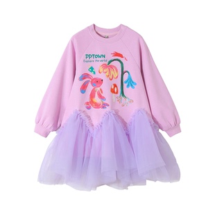 女童连衣裙2026新款春秋儿童长袖卫衣纱裙中大童春装洋气公主裙子