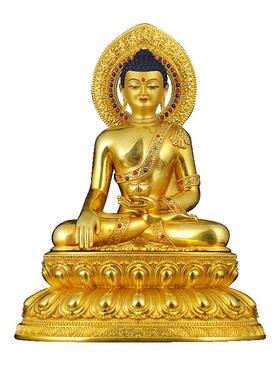 藏式5寸铜鎏金释迦铜器雕像摆件
