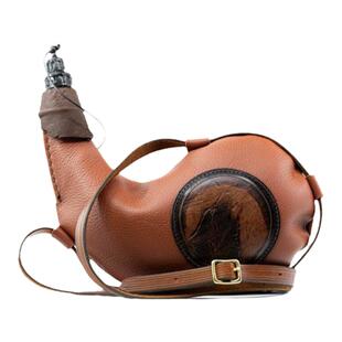 美国代购Wolf◇手作复古狼压纹马鞍棕褐色头层牛皮酒囊皮水袋皮囊