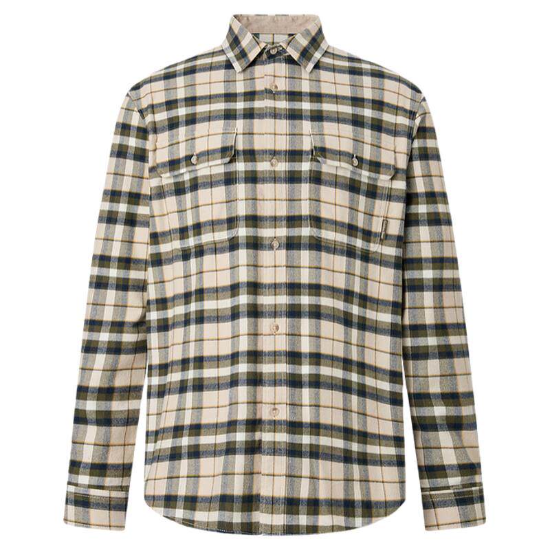【100%棉】GOLDEN BEAR/金熊26秋季新品男士复古格纹磨毛长袖衬衫
