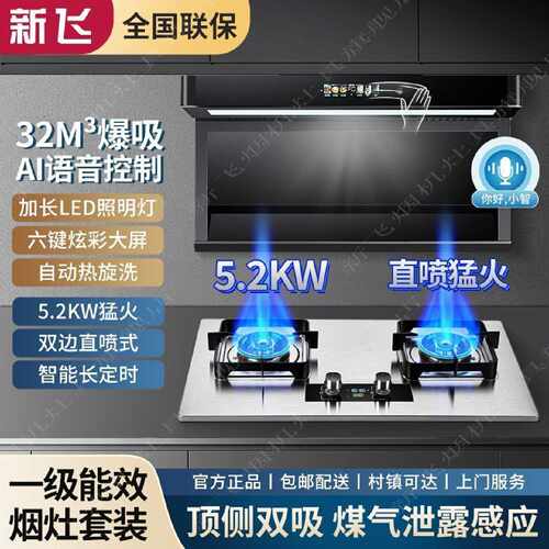 新飞抽油烟机燃气灶组合家用厨房AI语音控制烟灶套装猛火两件套