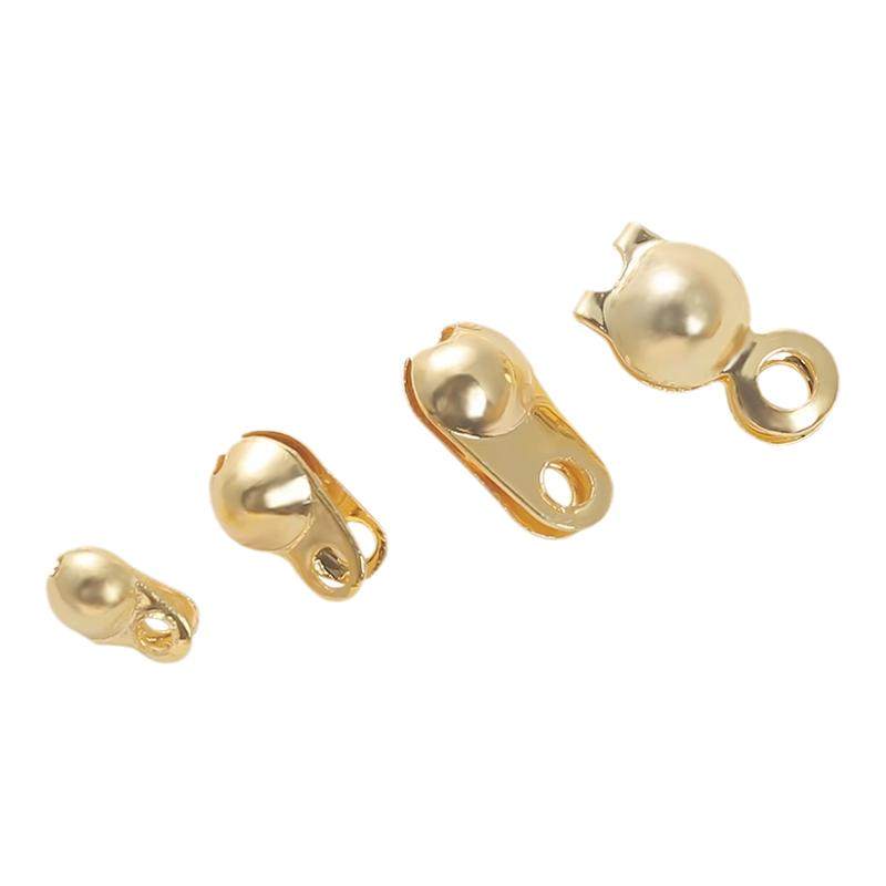 铜镀18k金包扣配件diy手链连接扣项链扣头双耳豆荚扣收尾夹扣材料
