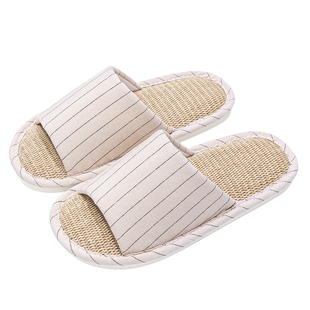 亚麻拖鞋女士室内家居吸汗不臭脚静音居家用棉麻布拖鞋男款四季