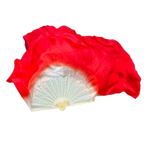 流年原版大红色真丝扇子舞蹈扇双面加大中国舞胶州秧歌加长跳舞扇