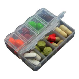 分装单格小药盒迷你旅行随身药盒子便携式分药盒10格单盖透明药盒