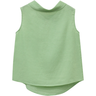 333sss~颜色好美哦～绿色黄色苎麻无袖背心棉麻小上衣衬衫女夏