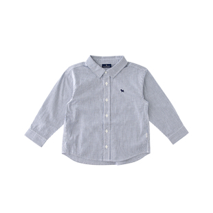 BLUEDOG 蓝狗韩国童装男童长袖衬衫学院风竖条纹儿童内搭上衣